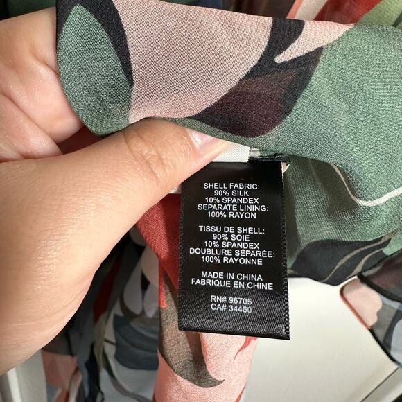 Rebecca Taylor Botanical Garden Mock Neck Blouse Size 2 Black Combo Silk Blend - Picture 10 of 14